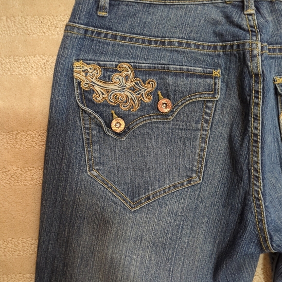 Mecca Femme USA Jeans Womens Vintage Straight Leg Size 13/14 Embroidered Denim - Picture 9 of 16